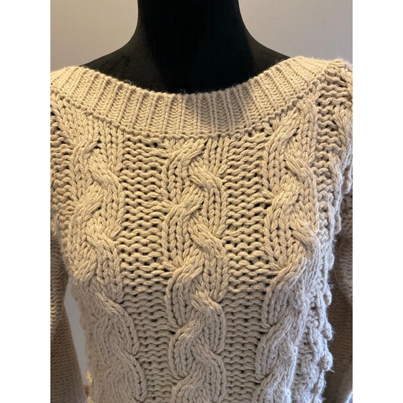 Hazel Cable Knit Sweater Size Small Boat Neckline  Loose Chunky Knit  Relaxed - Picture 2 of 10